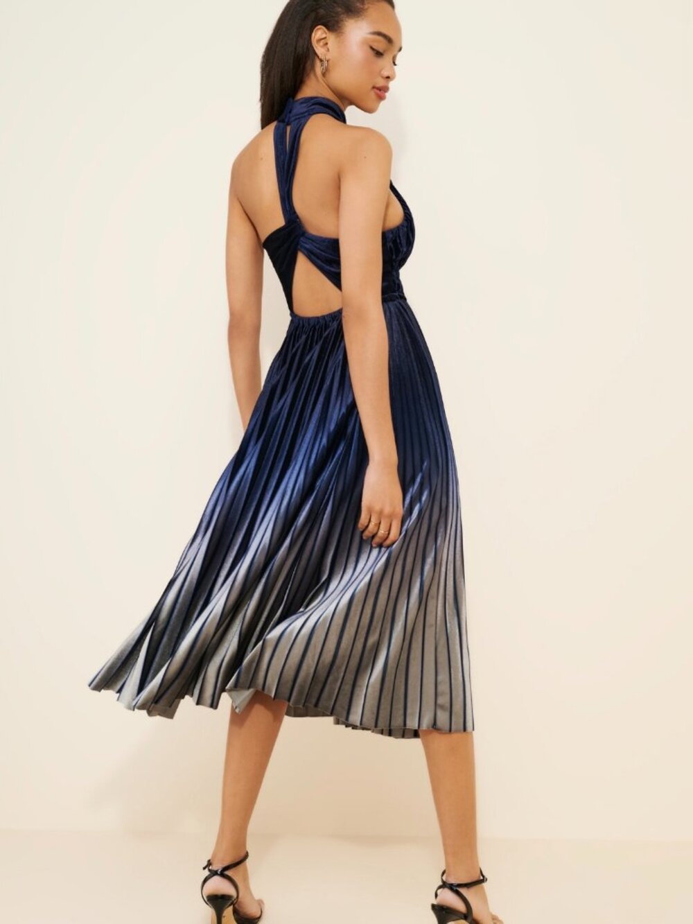 Anthropologie Pleated Halter Midi Dress Size Medium NWT